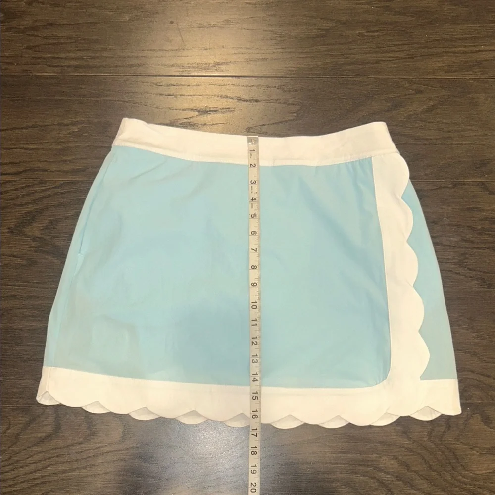 Elegant Blue and White Scalloped Mini Skirt - Picture 4 of 10